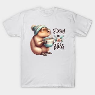 Steeped in Bliss Capybara with Hot Tea T-Shirt